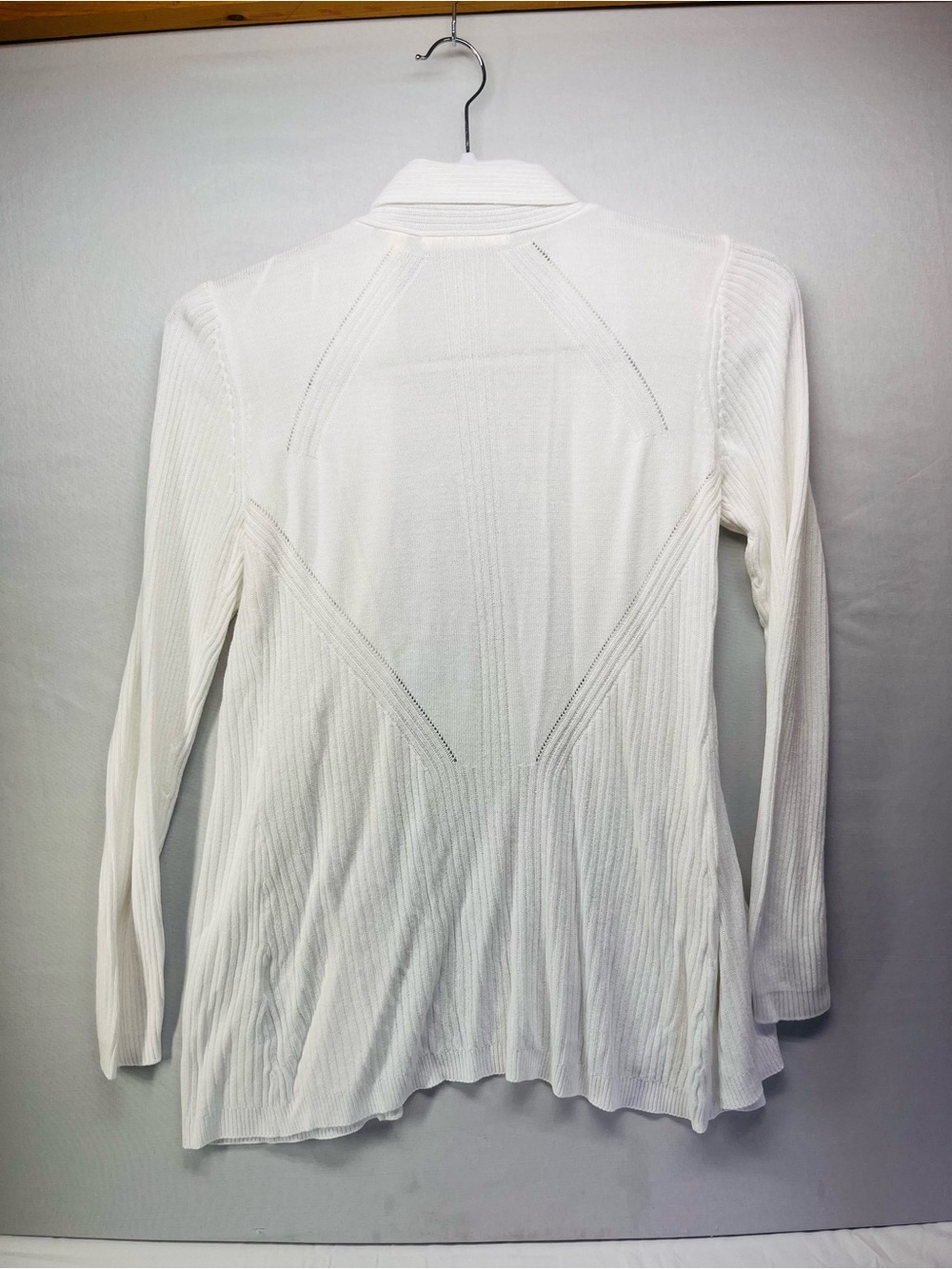 Cyrus White Open-Front Ribbed Cardigan - Picture 2 of 6